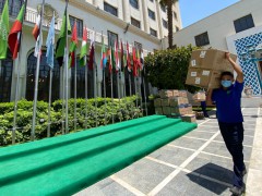 中国外交部援助阿盟抗疫物资交接仪式在开罗举行